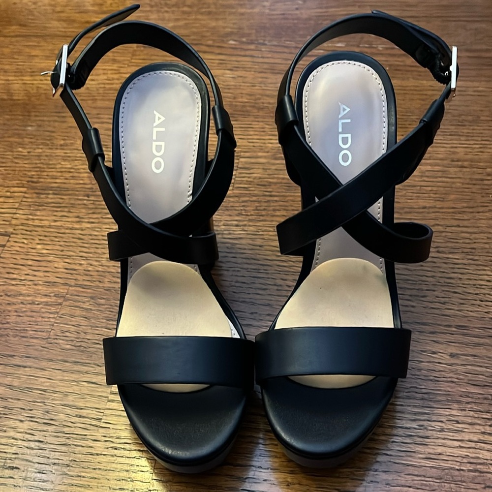 Black ALDO Wedge Heels 6M